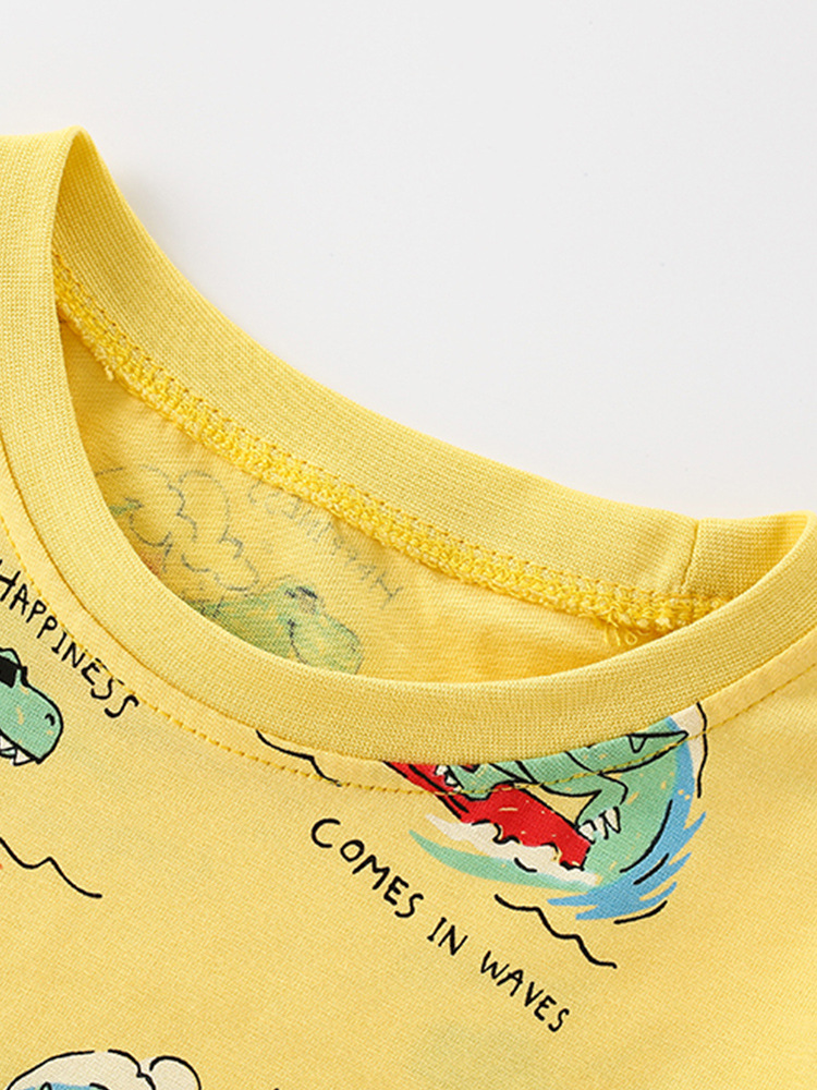 Malwee niños camisetas de verano Europa y los Estados Unidos niños cuello redondo mangas cortas impresión casual ropa de niños guapo chaqueta