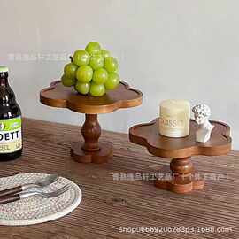 展示架蛋糕水果结婚点心托盘喜饼花瓣托盘高颜值法式复古木质托盘