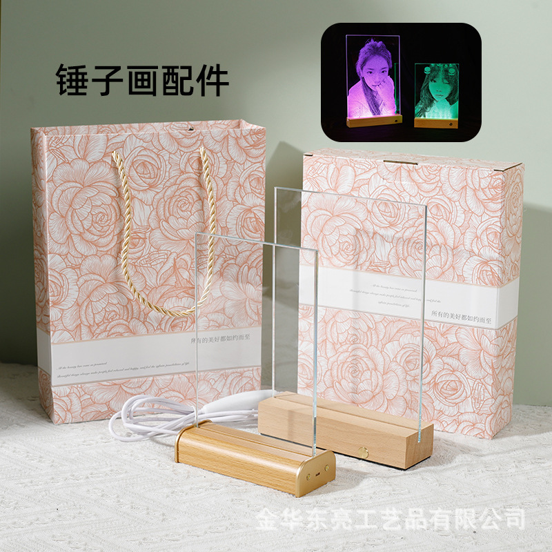 ハンマーガラス絵画アクセサリーメーカー卸売発光プラグインランプホルダーナイトライトデスクトップテーブル 520 バレンタインデーギフト|undefined