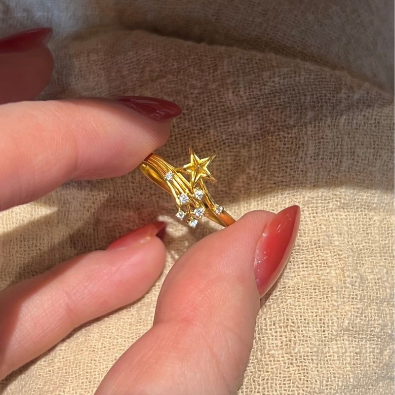 星雨炸开的烟花星星闪亮微镶锆石戒指女小众设计个性氛围感指环|undefined