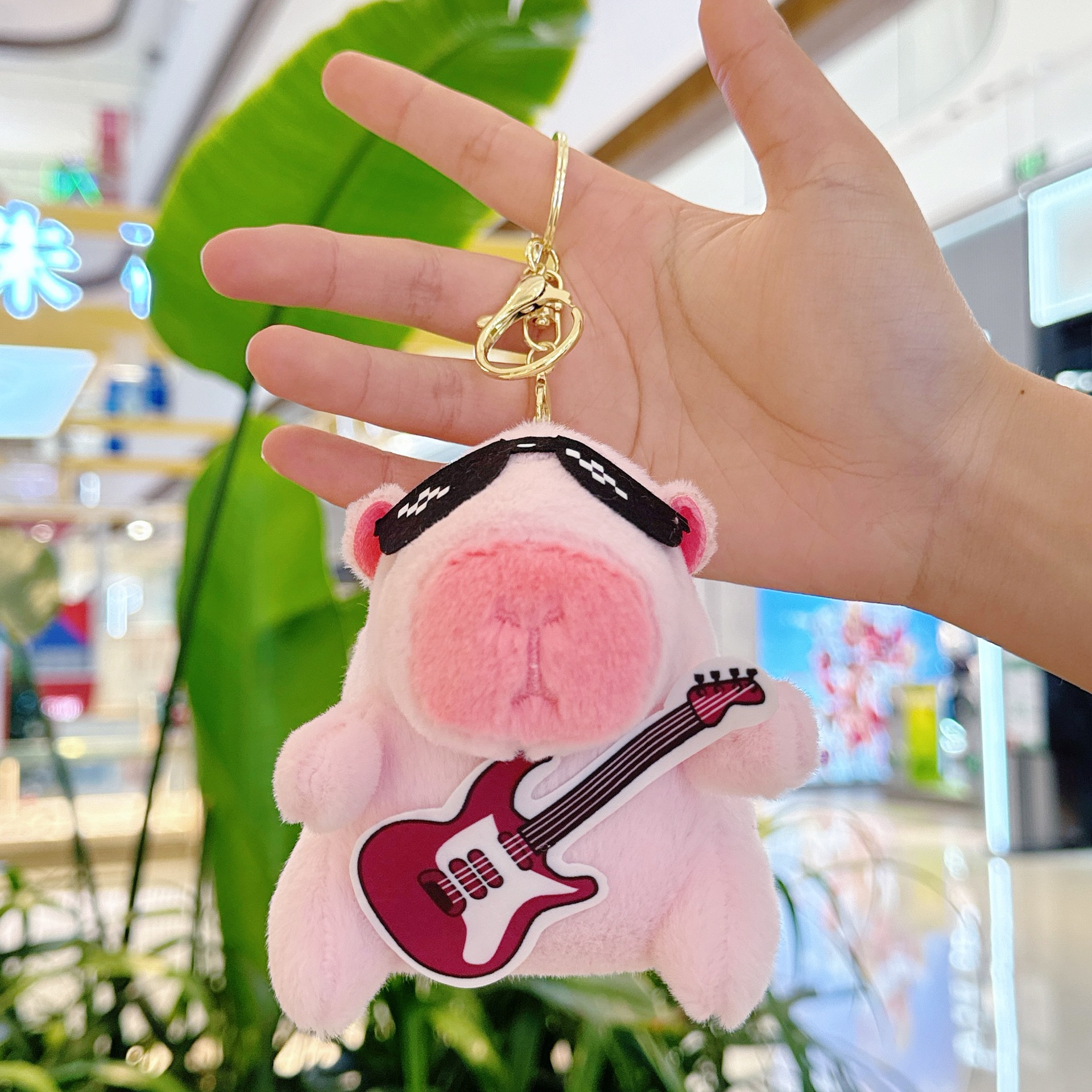 레드 기타 핑크 카피바라 + 골드 버클