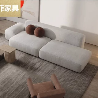 北欧现代豆腐块小户型别墅区网红意式极简布艺直排客厅简约沙发