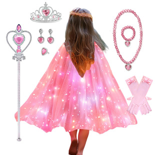 Princess Dress LED Luminous Cloak Halloween Children Dress Up Birthday Gift Children Toys Cross Border Princess Cloak