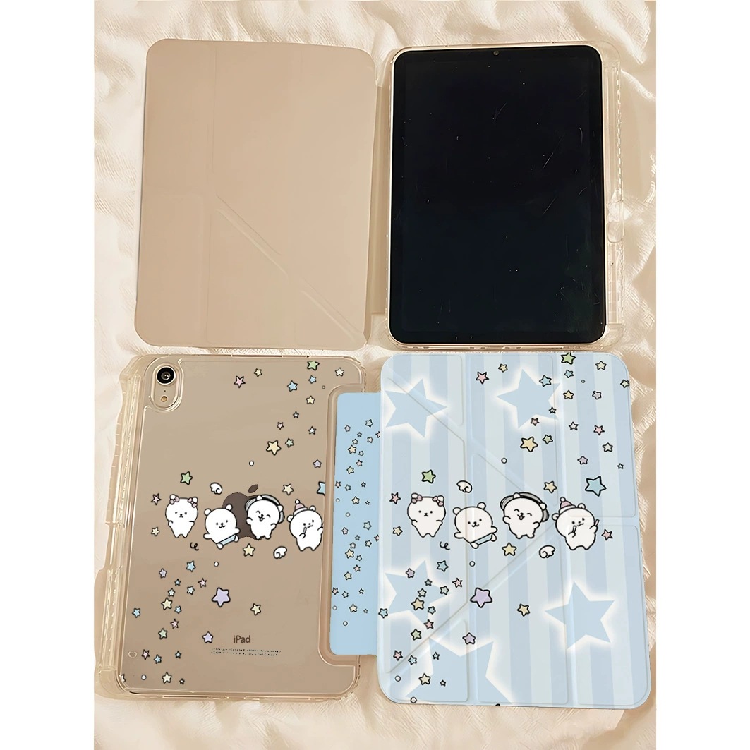 Blue Star Self-Deprecating Bear iPad A16 Protective Case 7/8/9/10 Generation Pro 11inch Apple Air6 Tablet Protective Case