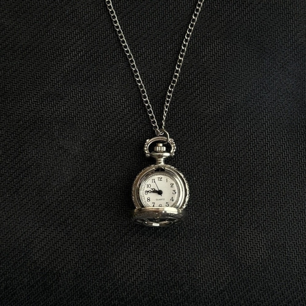Vintage Heart Keychain Pocket Watch Pendant Star Moon Necklace_voghion.com