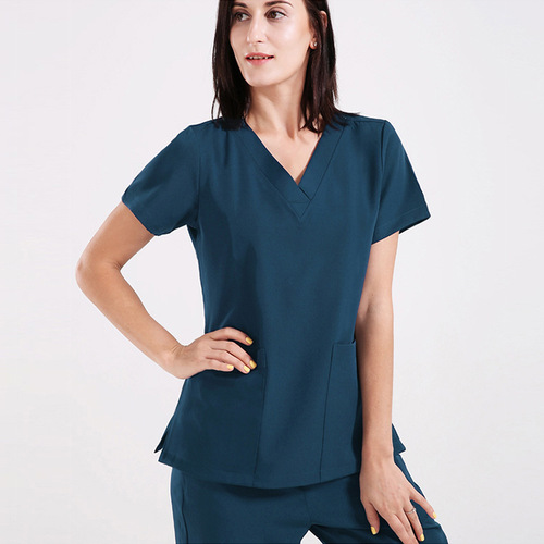 Cross-border shipping elastic quick-drying surgical gown summer thin doctor work clothes V-neck nurse uniform split suit