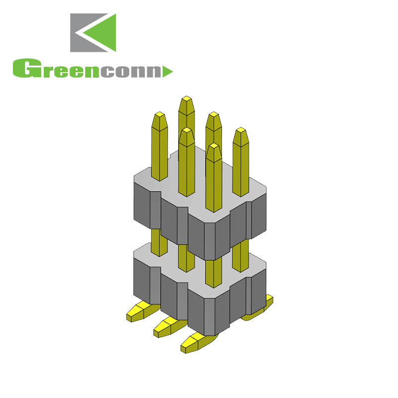 格棱排针Pin距1.00mm双排塑高1.00mm 90度弯脚镀全金排针连接器
