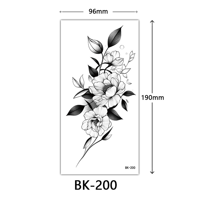 Tatuaje Temporal de Flores Boceto de Papel de Transferencia al Agua, Impresión por Transferencia de Agua, para Cuerpo image 206
