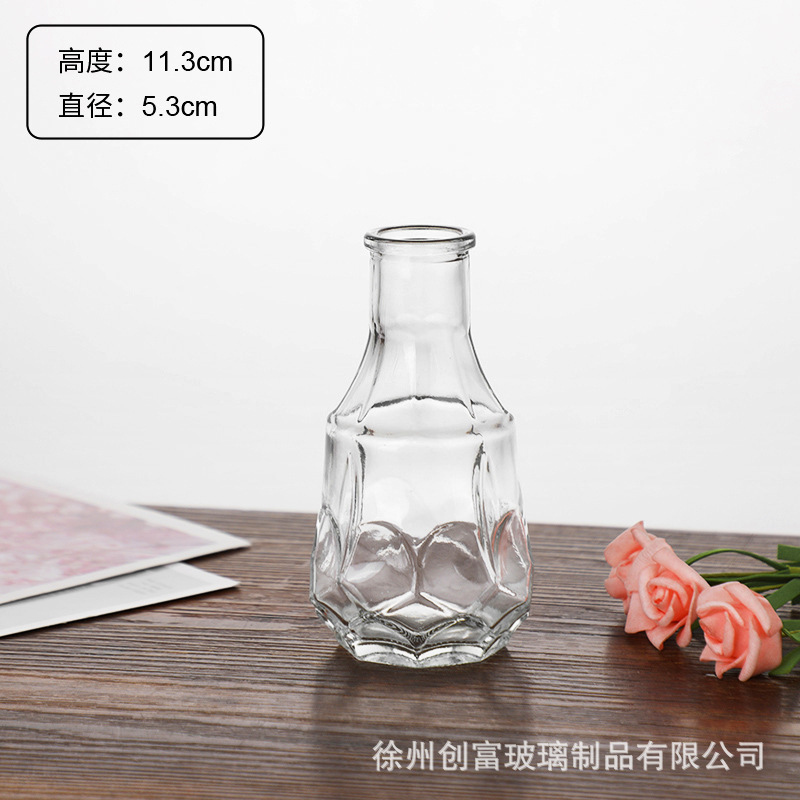 Luz de lujo simple retro mini jarrón de vidrio en vidrio de viento pequeño jarrón de flores flores flores secas flores decoración de oficina