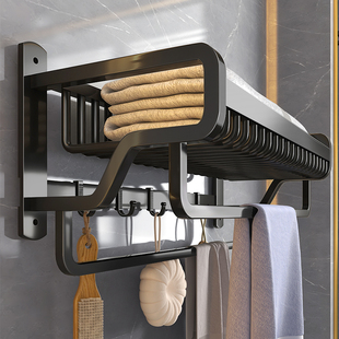 Bathroom Towel Rack Without Punching Space Aluminum Towel Rack Wall-Mounted Bathroom Toilet Storage Rack Bathroom Care