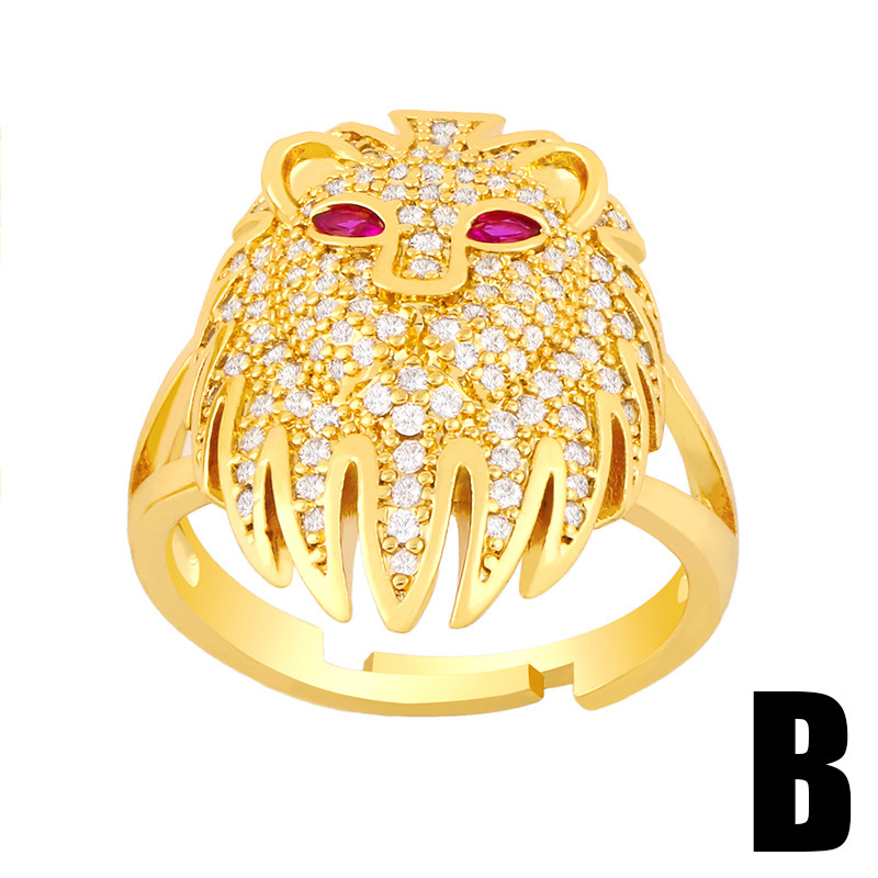 Fashion Lion Head Exaggerated Opening Ring display picture 6