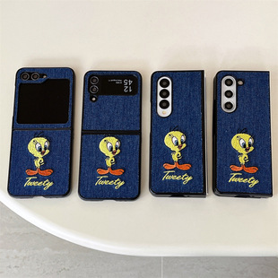 Cartoon cute Choi Di suitable for Samsung ZFlip5/4 embroidered mobile phone protective case zflod6 anti-fall cover Japanese and Korean hard