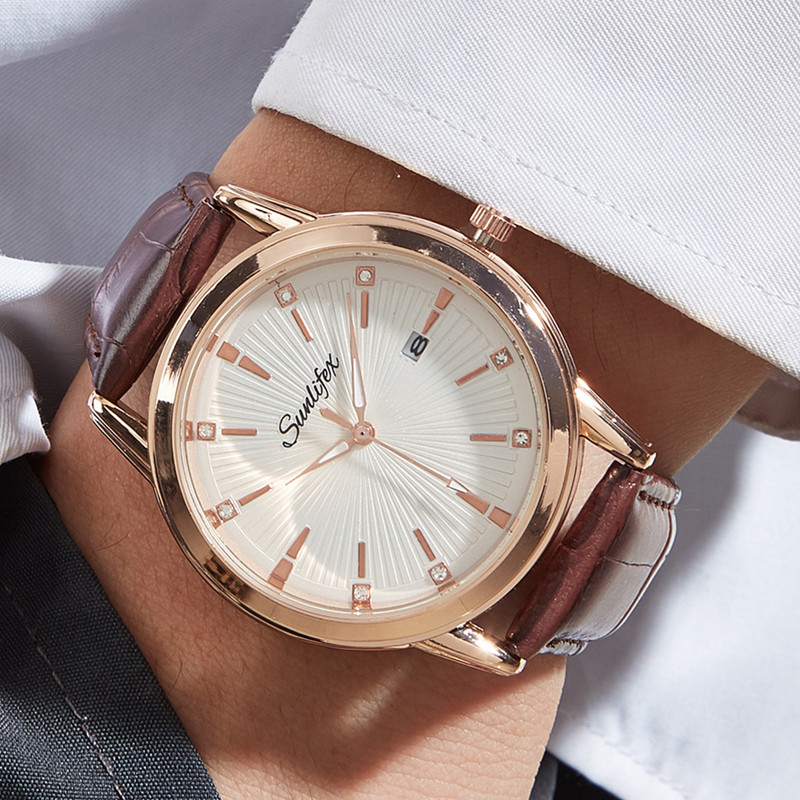 Marca Suiza, calendario luminoso, reloj de hombre, negocios, reloj de cuarzo