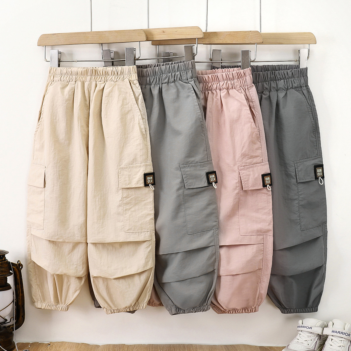 Summer new children's overalls Korean version of boys and girls nylon pants pants Joker 2025 a generation of hair