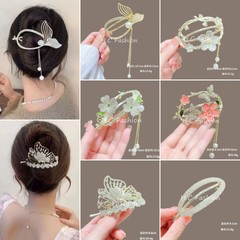 高級感の古風な花のフリンジヘアは女性の新型ネットの赤い爆発の気質を挟みます。