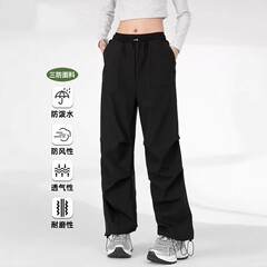 春と秋のアウトドア登山防風防水パンツ、カジュアルスポーツオーバーオール、女性用ソフトシェルストレートレッグアサルトパンツ