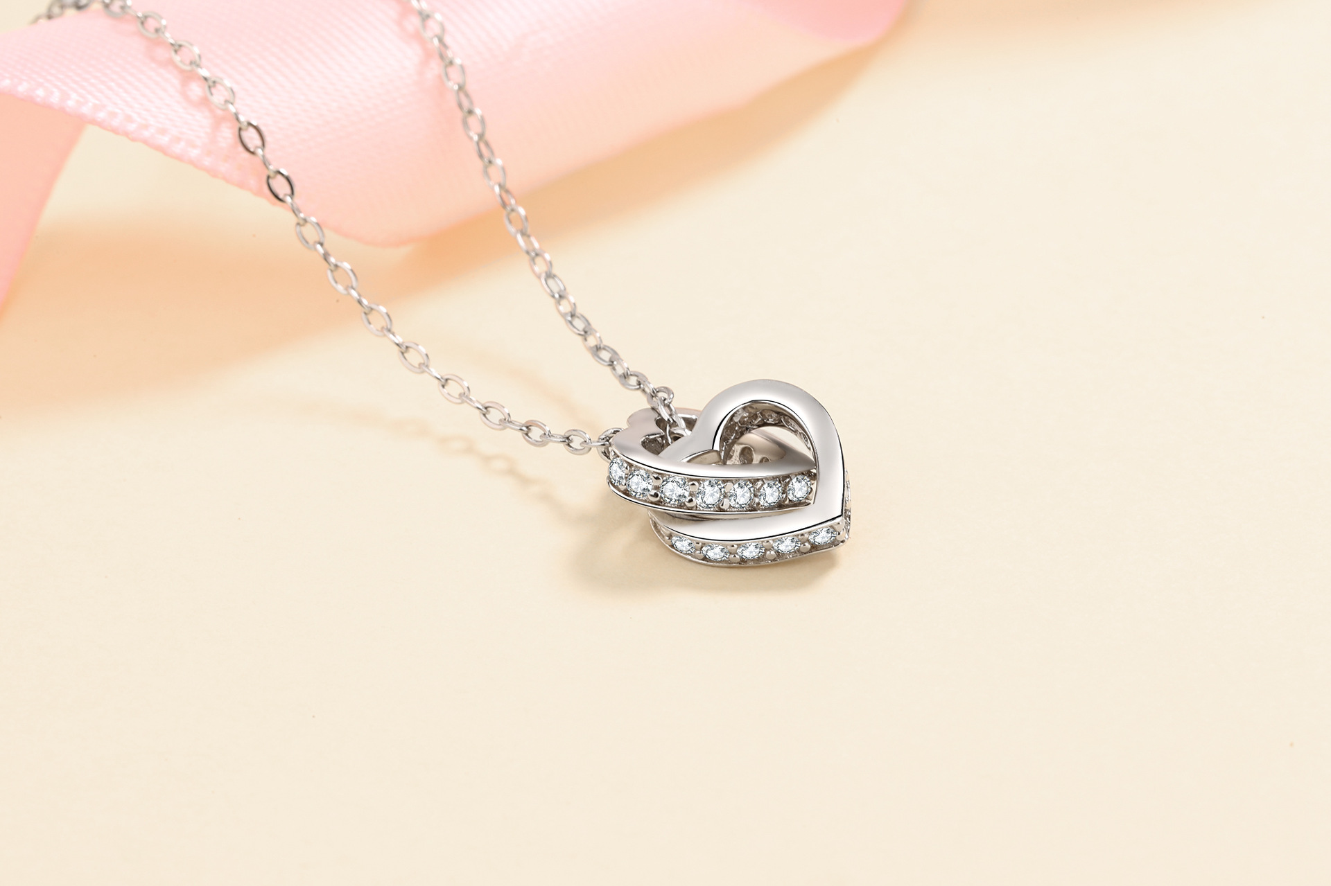 Pendant Necklace Classification 1 Piece Quantity 925 Sterling Silver Moissanite Zircon Plating Inlay Heart Shape Pendant Necklace