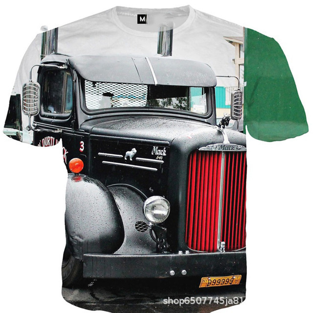 Large truck series 3D printing adult children casual short sleeve T-shirt cross-border new T-shirt foreign trade in stock wholesale