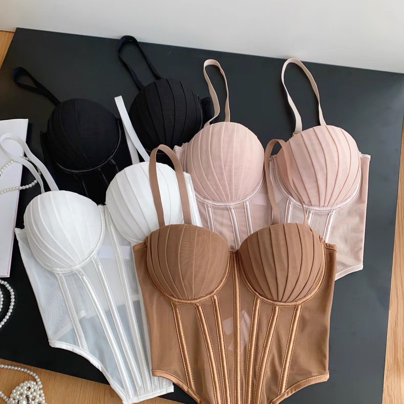Top camisole senza spalline con stecche e coppe imbottite_voghion.com