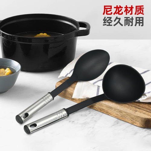 Wholesale Nylon Stainless Steel Home Kitchen Spatula Spoon Set Cooking Utensils Complete Kitchen Tools Cooking Kitchen Equipment