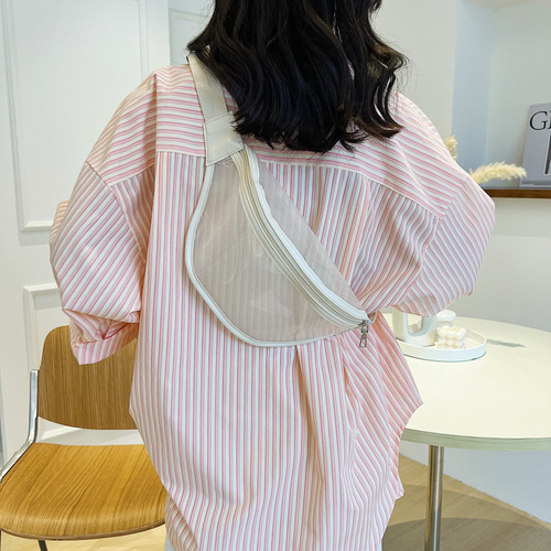  Summer New Fashion Korean Style Transparent Braided Bag Women's Crossbody Waist Bag Trendy Transparent PVC Jelly Casual Bag