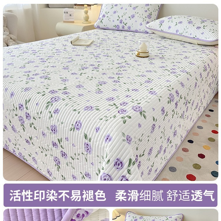 夏季水洗棉床盖单件a类母婴级四季通用榻榻米防滑夹棉床单三件套3|undefined