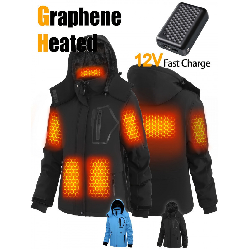 2026 Autumn and Winter Cross-Border Foreign Trade New Power Supply Graphene Women's Heated Jacket with Fleece Lining