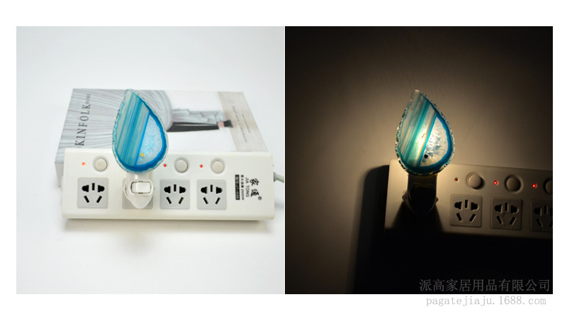 Transfronteriza nueva ágata rebanada de cristal noche Luz Hotel dormitorio noche luz regalo creativo lámpara de gas