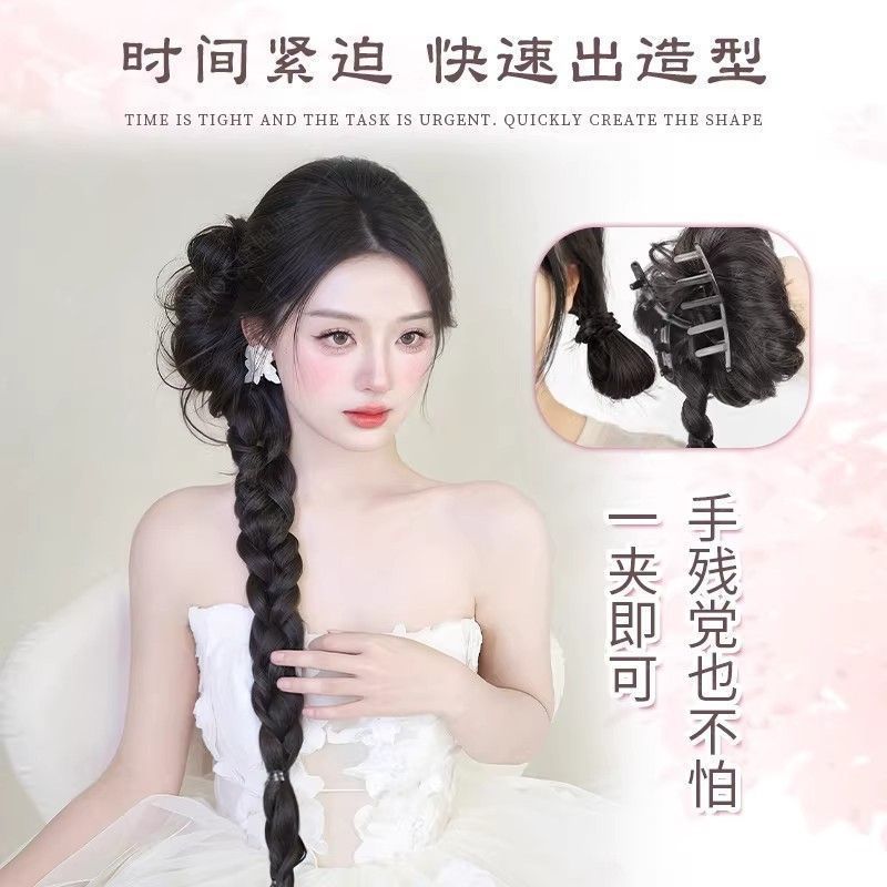 Peruca trenzada nueva bolsa de cabello china agarrando clip temperamento clásico brotes de flor trenzada torsión trenzada suave lateral trenzada peruca trenzada