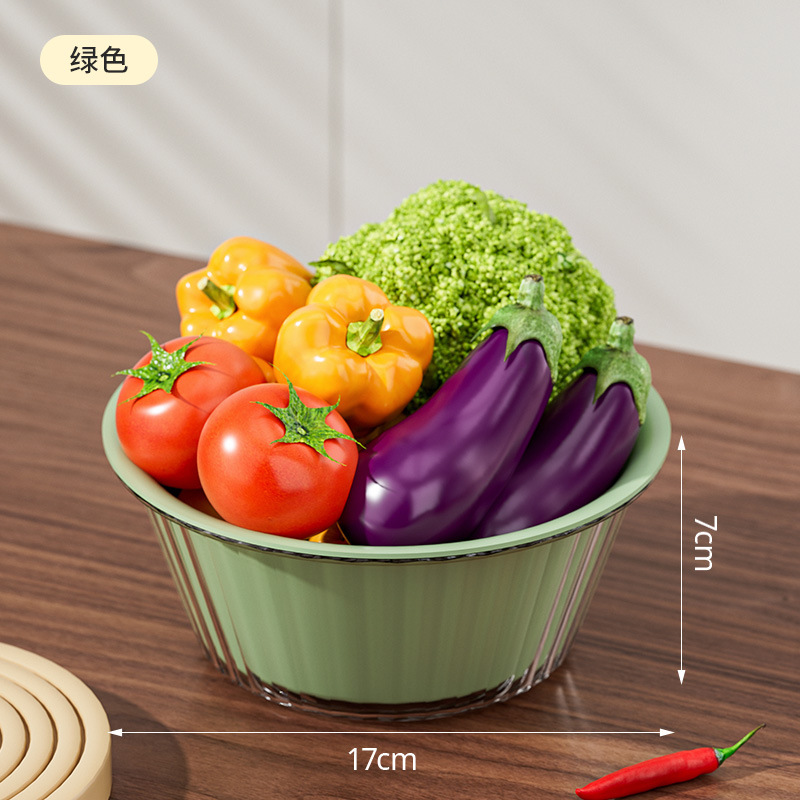 Nuevo fregadero de verduras de doble capa, plato de frutas de plástico para el hogar, cocina gruesa, filtro de agua multifuncional, canasta de lavado de arroz azul