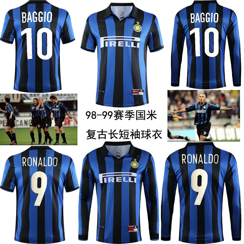 Футболка Интера 98-99 ретро-издание с коротким рукавом Роналдо Баджо