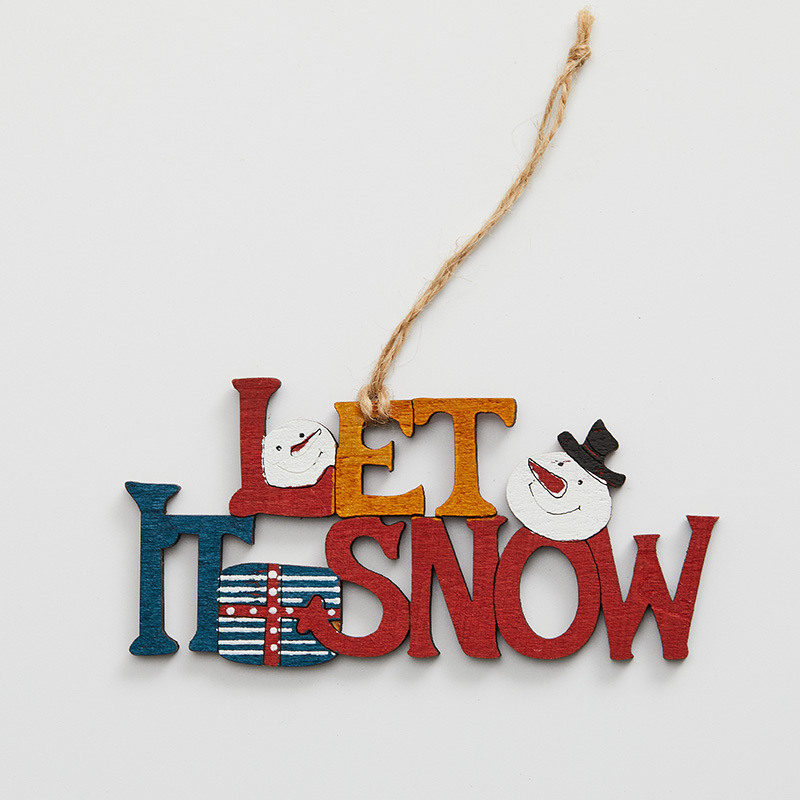 Buscando madera 12cm madera letreros ingleses decoraciones de Navidad colgante árbol de Navidad muñeco de nieve letras colgantes de color