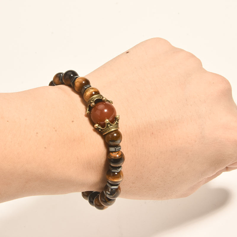 2PCS 2023 New product launched, fashionable and luxurious Crown men's jewelry brace, amethyst tiger eye stone couple_voghion.com