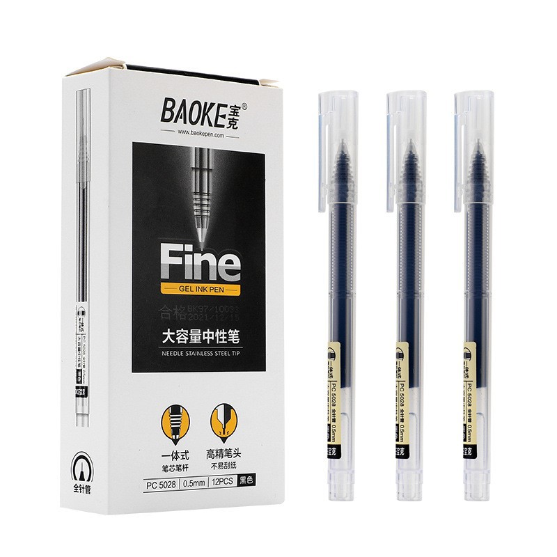 Baoke 다이렉트 액체 대용량 젤 펜 바늘 머리 0.5mm 볼펜 학생 브러시 펜 테스트 펜
