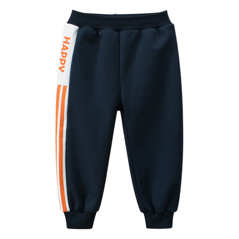 Ropa infantil de la marca 27kids, pantalones deportivos con forro polar para niños, pantalones de patchwork para niños, otoño e invierno, venta al por mayor.