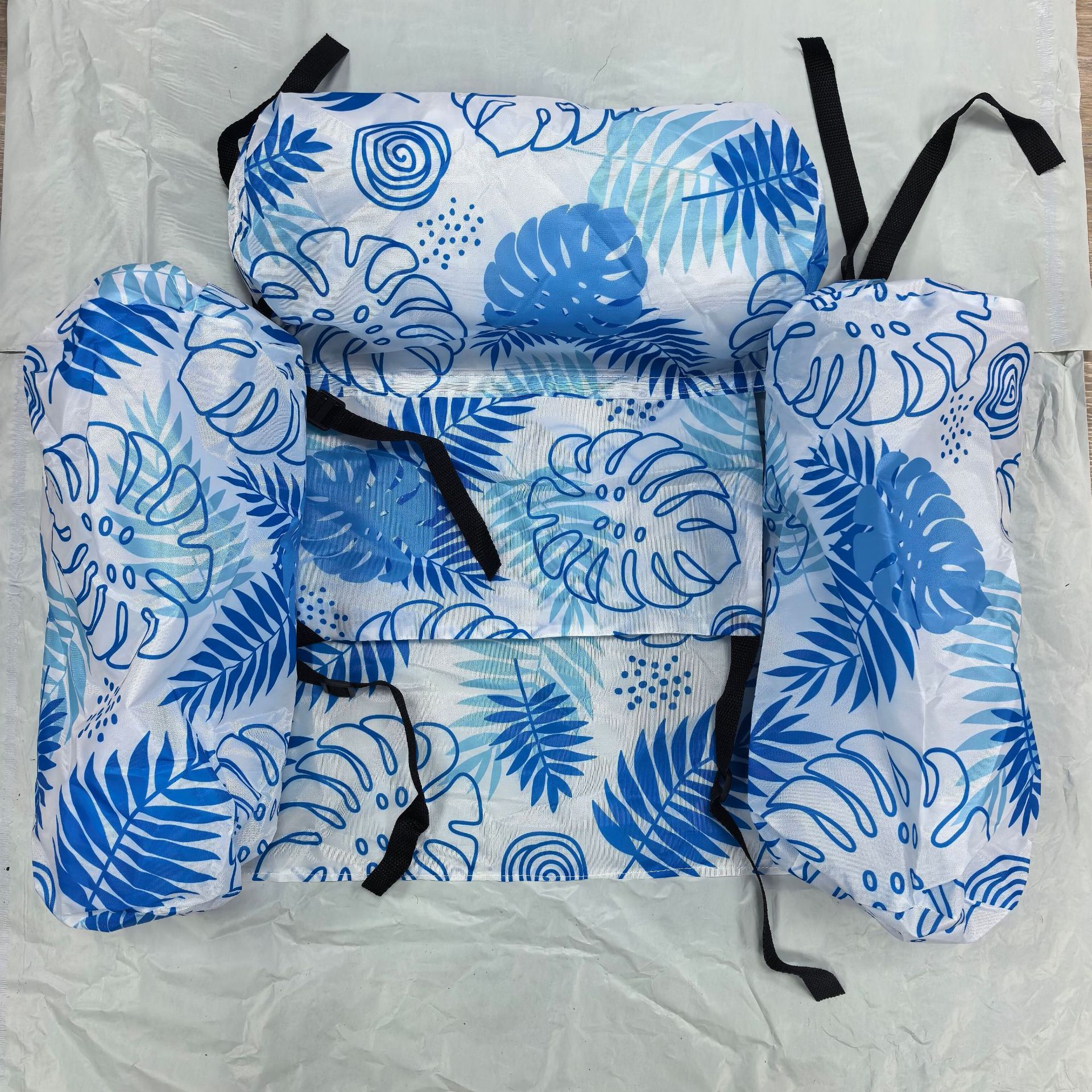 Wholesale foldable backrest inflatable bed three-tube inflatable seat pool hammock cloth cover swimming ring
