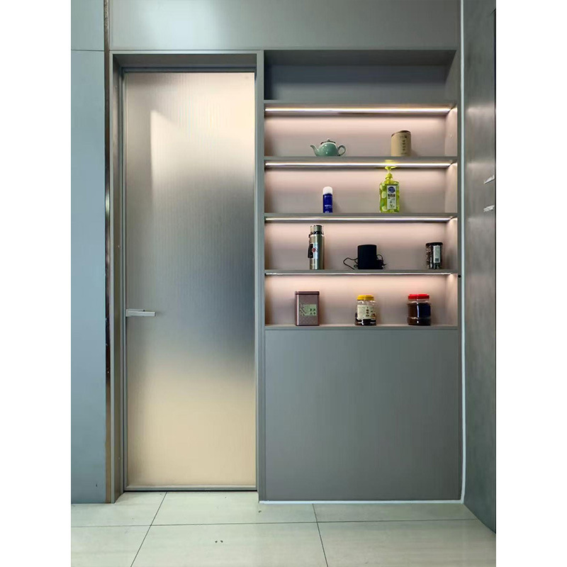 稳固耐用极简碳晶平开门酒店名宿卫生间防潮门连柜厚铝合金隔断门