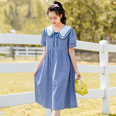 9951少女夏裝連衣裙新款高中初中學生學院風女孩大童甜美娃娃領裙