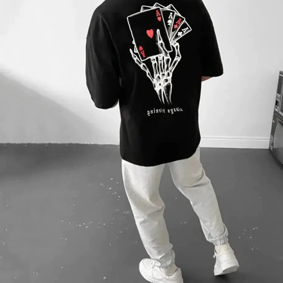 Európai oversize nyári rövid póló, pamut póló, bő félujjú felső, férfi és női divatmárka felső_voghion.com