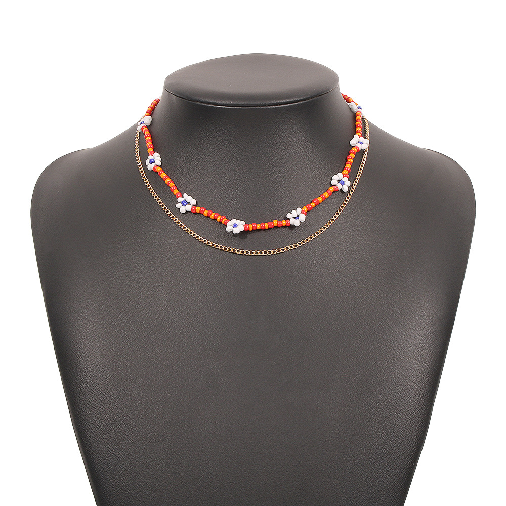 Collar Doble Bohemio Con Cuentas De Arroz De Color En Contraste display picture 3