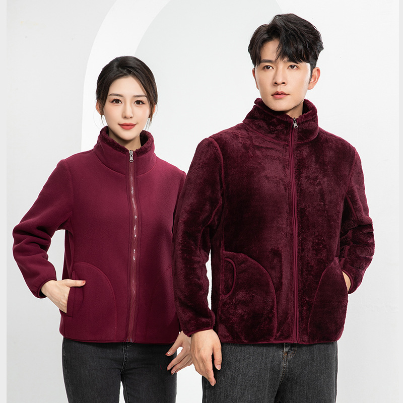 Chaqueta de trabajo de terciopelo de cuello vertical comercio exterior transfronterizo chaqueta de ropa de hombre doble cara chaqueta de terciopelo de grano grueso personalizado