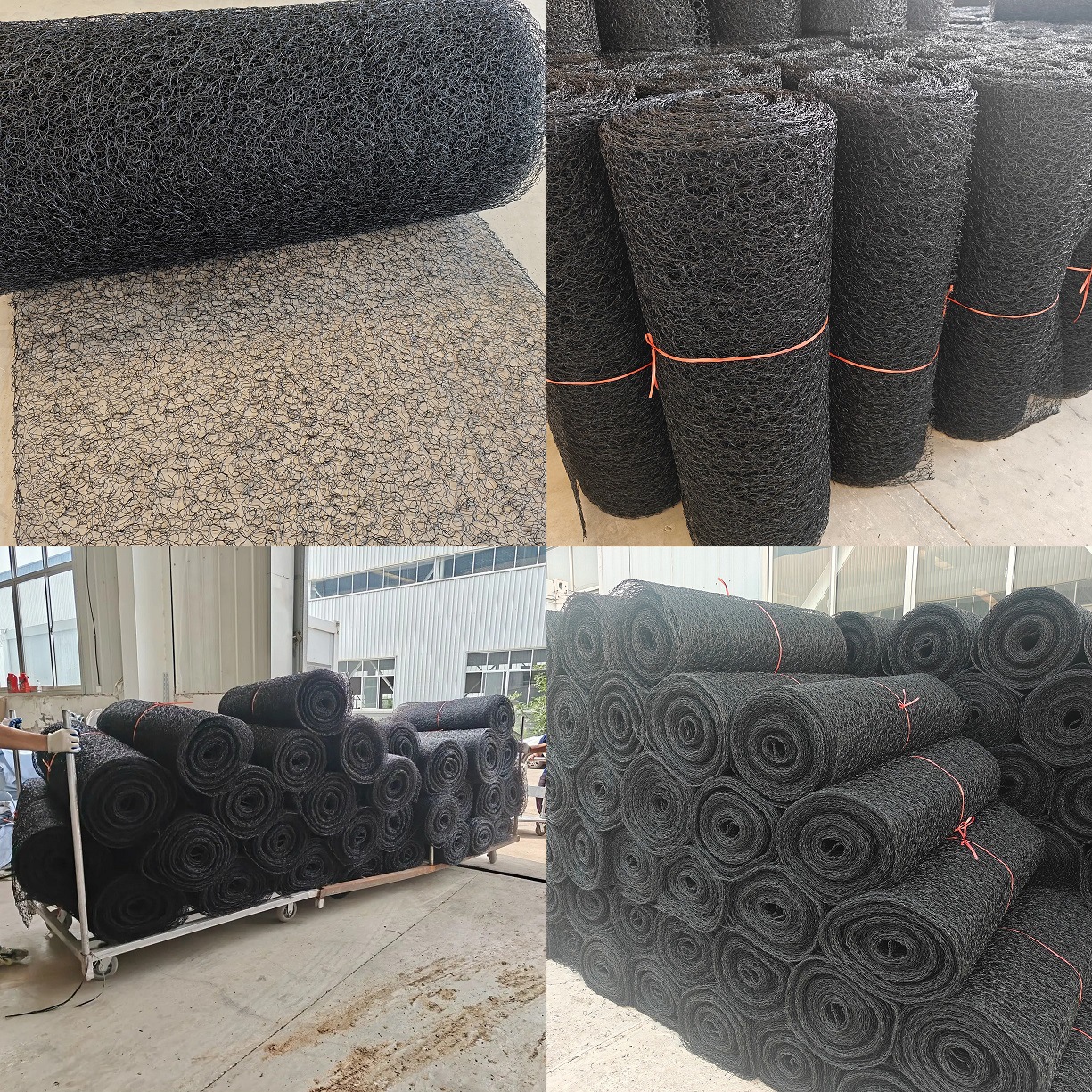 6mm8mm聚丙烯钢结构厂房屋顶通风降噪网 恩卡网 阻燃通风降噪丝网