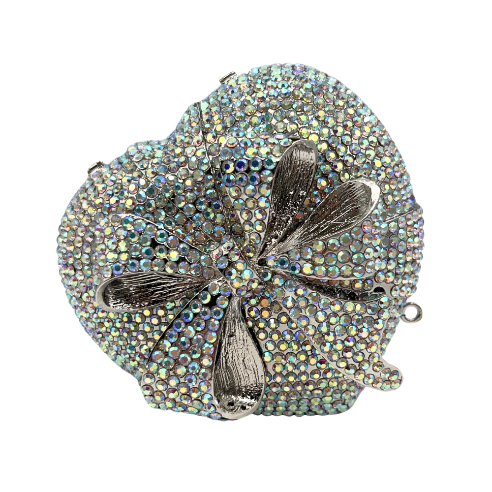 Caja de regalo de piedra embrague arco con diamantes caja de regalo de corazón para banquete con diamantes para mujeres