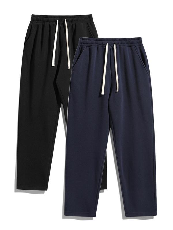 Men's Solid Thermal Lined Drawstring Waist Pants Casual|undefined