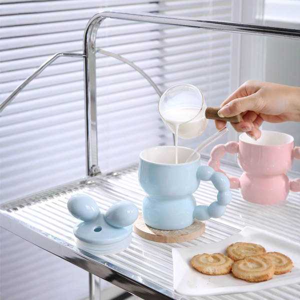 Dustproof ceramic glass with bow with glass for home use