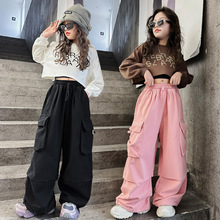 女童爵士舞服2024新款韩版长袖儿童运动套装宽松时尚炸街走秀街舞