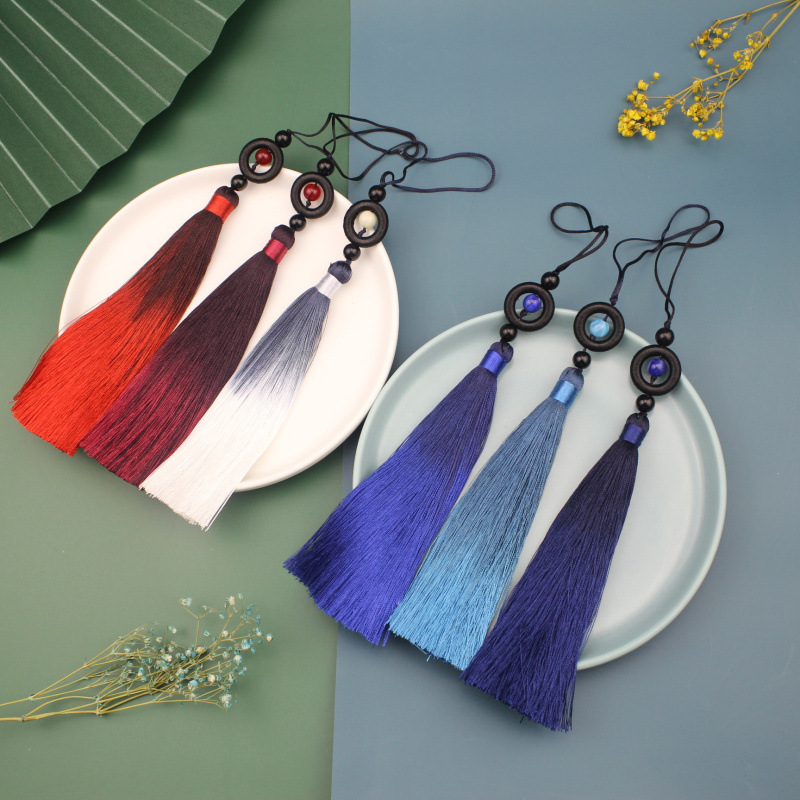 Gradually changing fringe tassels made of 13 cm transfer beads, ancient style Hanfu lapel tassels, bookmarks handicrafts fan pendant tassels