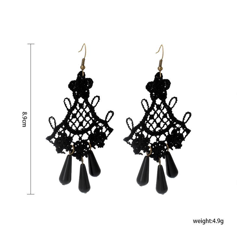 8g Weight Earrings Classification Retro Style Gothic Lace Cloth Earrings Fashion Tassel Earrings