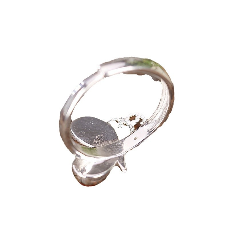 자연 모조 HETIAN 옥 붉은 나비 컬러 반지 궁전 복고풍 상감 지르콘 잠자리 RUYI 반지 보석