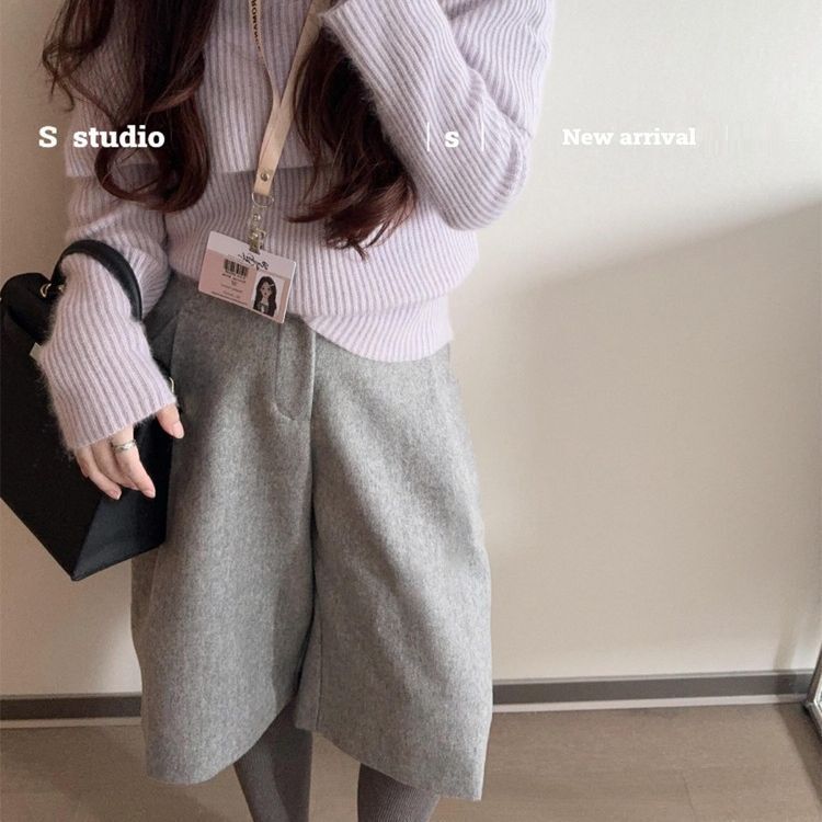 2025 New French Style Versatile Suit Pants for Women, Simple Retro Casual Pants for Petite Figures with a Draped Effect, Cropped Pants